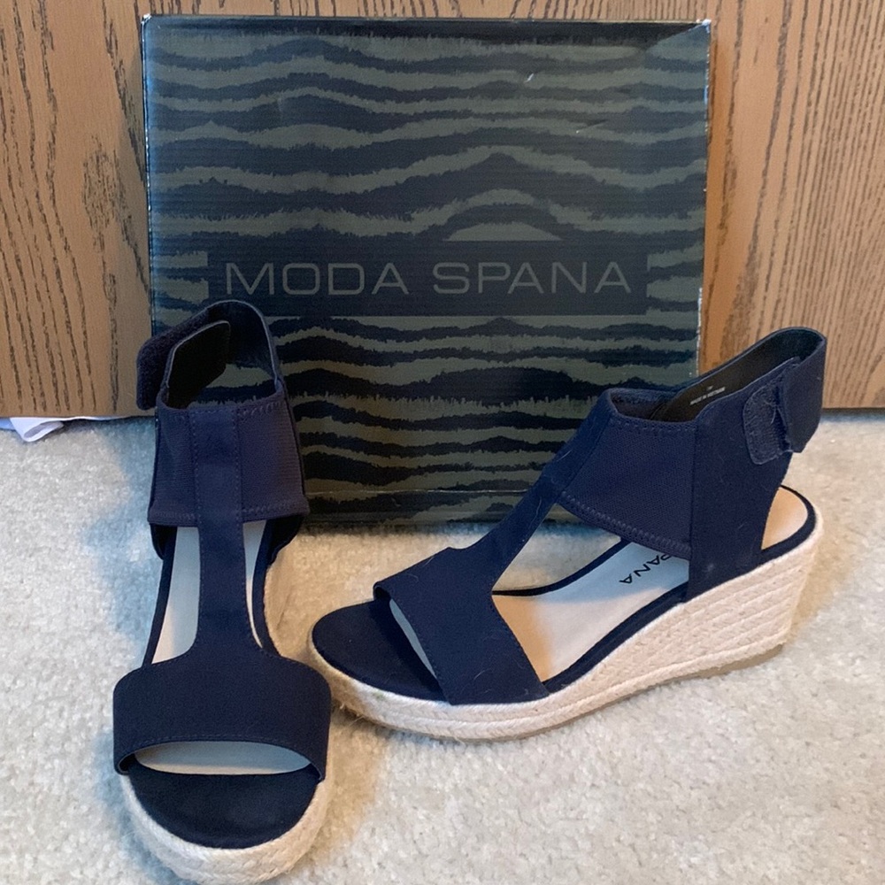 Navy blue Velcro wedges